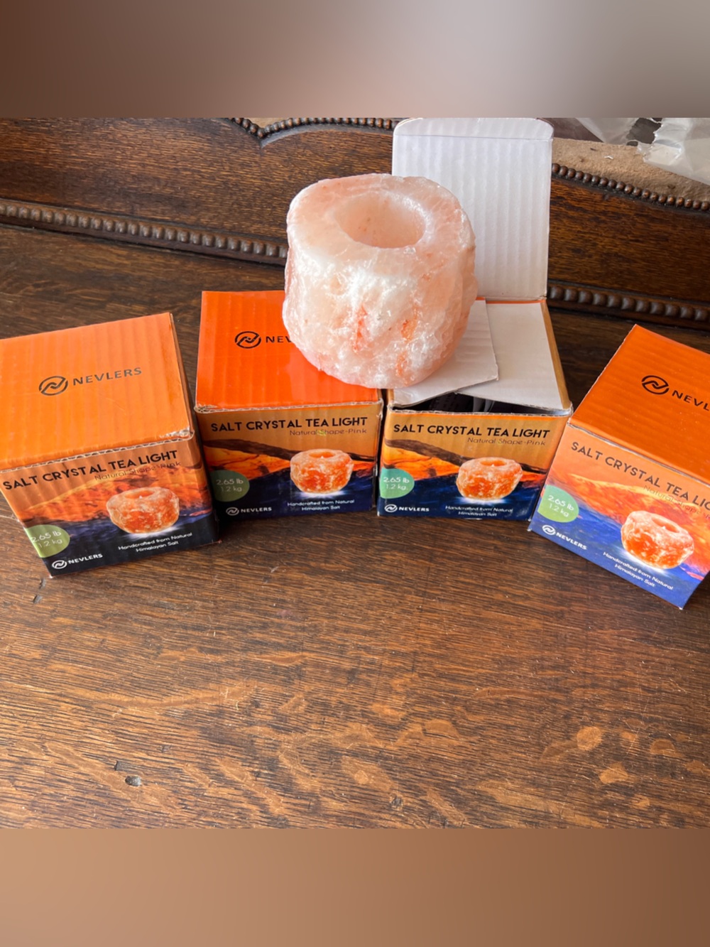 (4) Pink Himalayan Salt Crystal Tea Light Holder - Pink